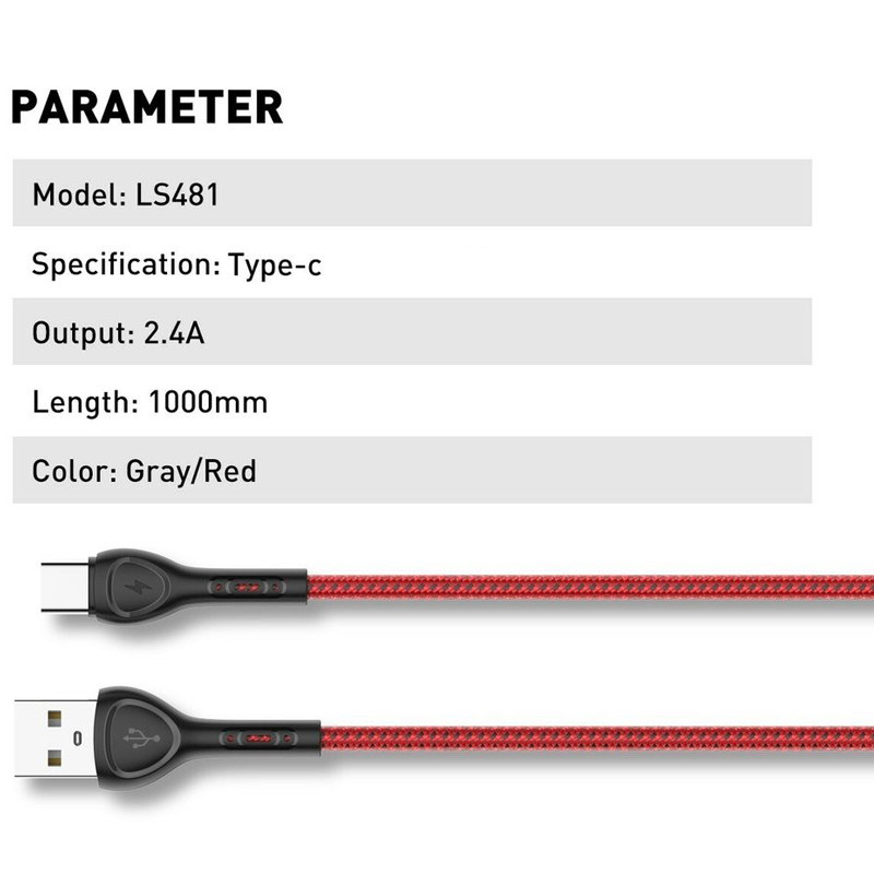 کابل تایپ سی فست شارژ Ldnio LS481 2.4A 1m