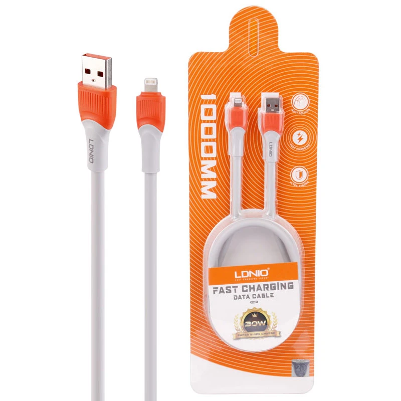 کابل لایتنینگ فست شارژ 30 وات الدینیو LS601 طول 1 متر