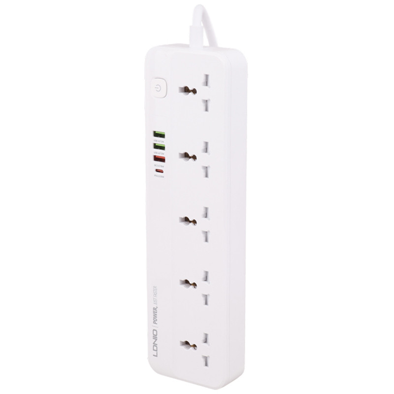 چند راهی 5 خانه برق الدینیو SC5415 با کابل 2 متری + شارژر USB و Type-C