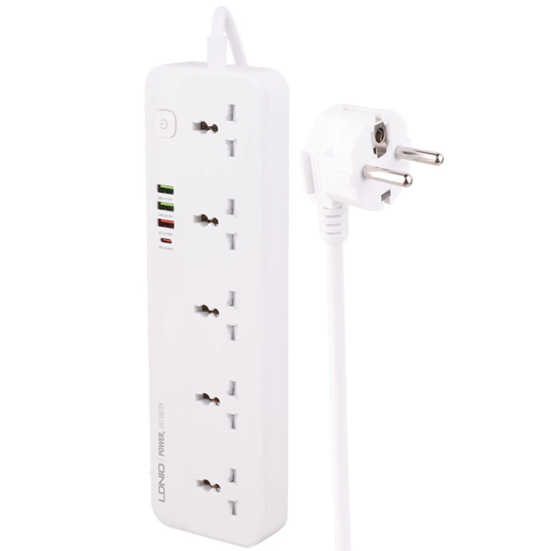 چند راهی 5 خانه الدینیو SC5415 با کابل 2 متری + شارژر USB و Type-C