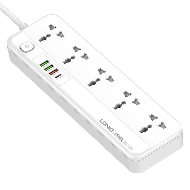 چند راهی 5 خانه الدینیو SC5415 با کابل 2 متری + شارژر USB و Type-C
