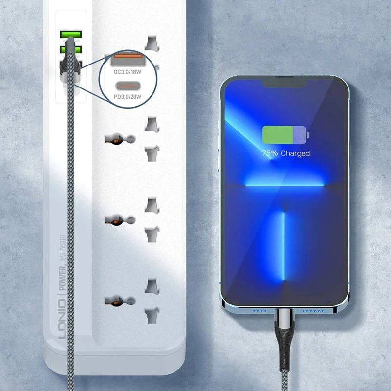چند راهی 5 خانه الدینیو SC5415 با کابل 2 متری + شارژر USB و Type-C