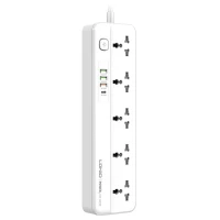 چند راهی 5 خانه برق الدینیو SC5415 با کابل 2 متری + شارژر USB و Type-C