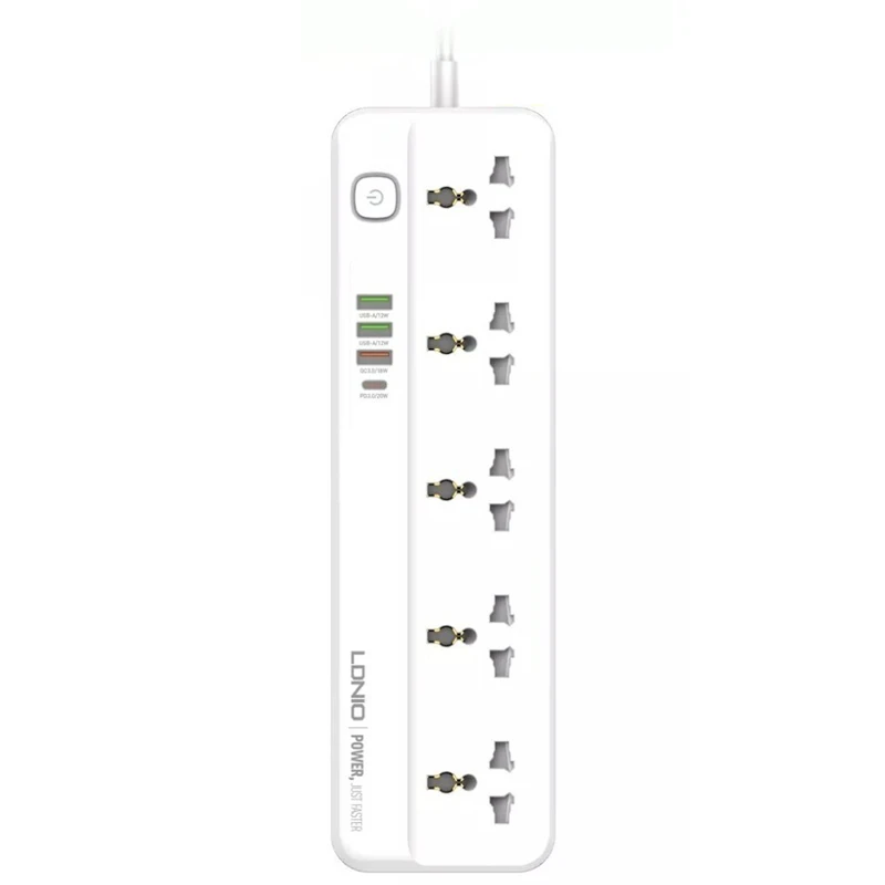 چند راهی 5 خانه الدینیو SC5415 با کابل 2 متری + شارژر USB و Type-C