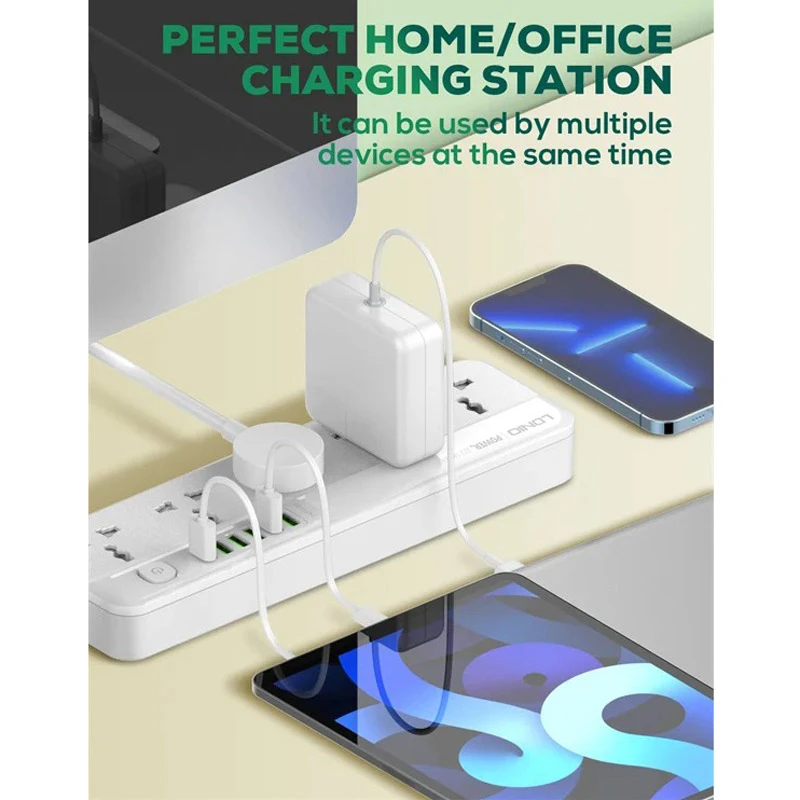 چند راهی 5 خانه ارت دار الدینیو SC5614 با کابل 2 متری + شارژر USB