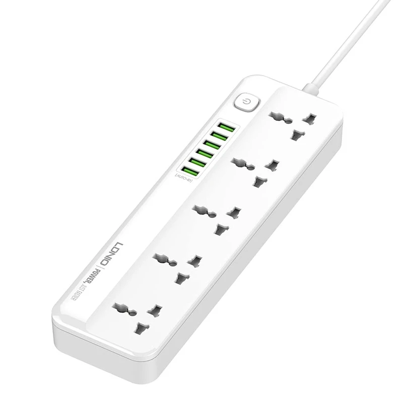 چند راهی 5 خانه ارت دار الدینیو SC5614 با کابل 2 متری + شارژر USB