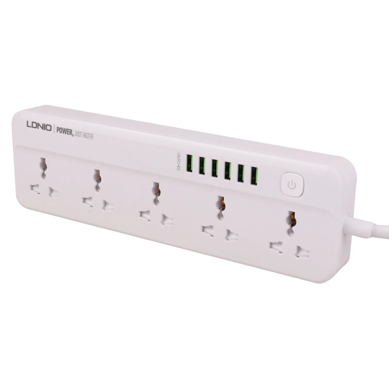 چند راهی 5 خانه ارت دار الدینیو SC5614 با کابل 2 متری + شارژر USB