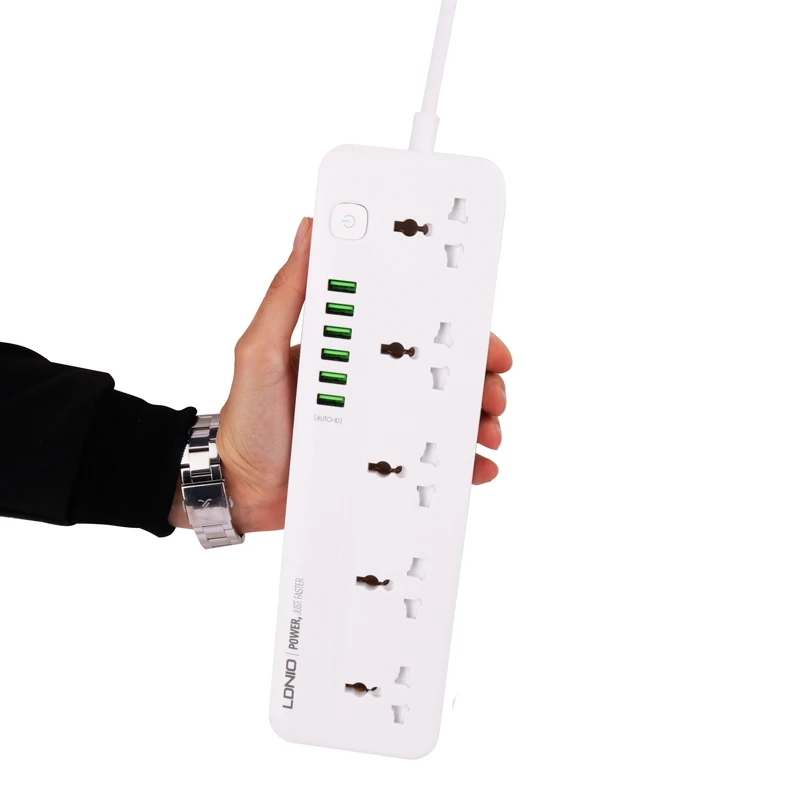 چند راهی 5 خانه ارت دار الدینیو SC5614 با کابل 2 متری + شارژر USB