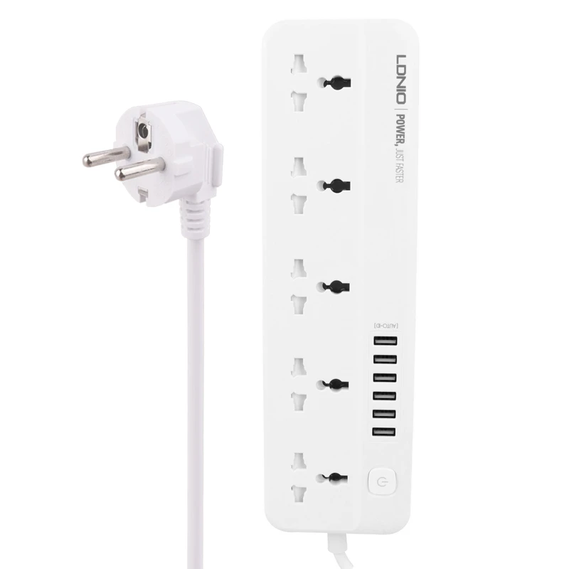 چند راهی 5 خانه ارت دار الدینیو SC5614 با کابل 2 متری + شارژر USB