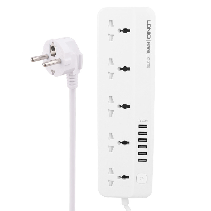 چند راهی 5 خانه برق ارت دار الدینیو SC5614 با کابل 2 متری + شارژر USB