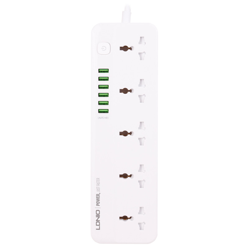 چند راهی 5 خانه برق ارت دار الدینیو SC5614 با کابل 2 متری + شارژر USB