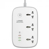 چند راهی 3 خانه ارت دار هوشمند الدینیو SCW3451 با کابل 2 متری + شارژر USB و Type-C
