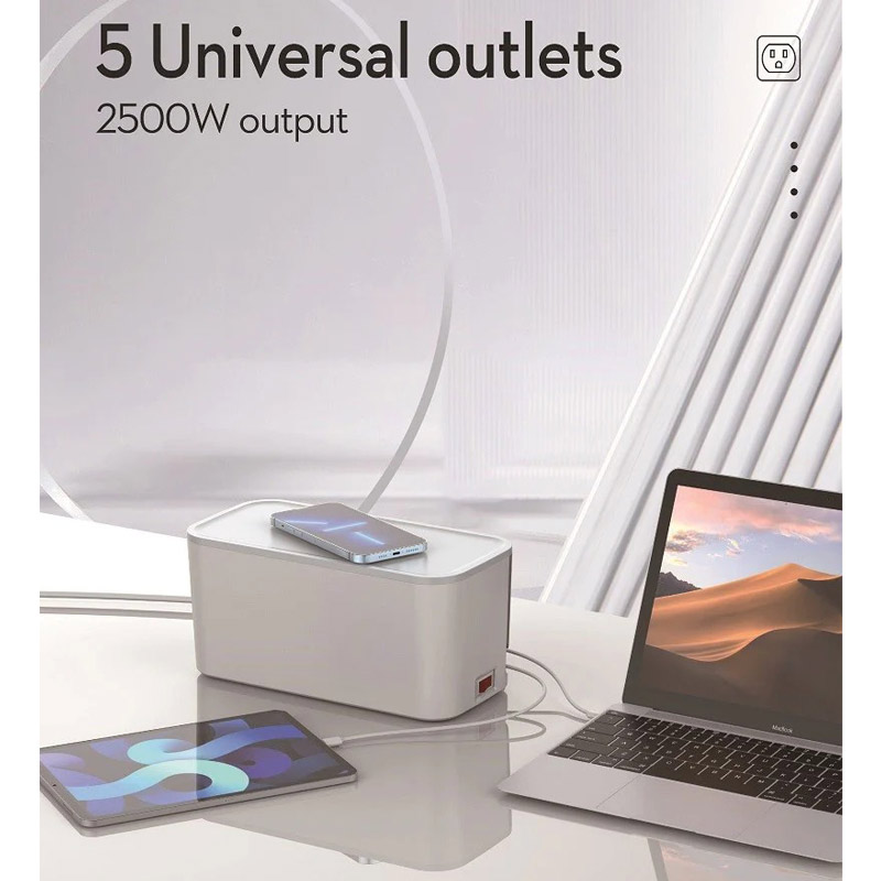 چند راهی برق و شارژر وایرلس الدینیو SCW5354 با کابل 2 متری + شارژر USB و Type-C