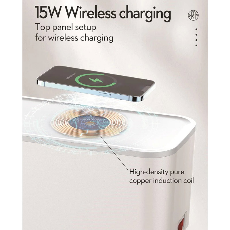 چند راهی برق و شارژر وایرلس الدینیو SCW5354 با کابل 2 متری + شارژر USB و Type-C