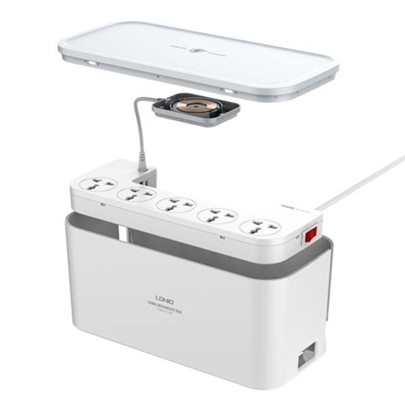 چند راهی برق و شارژر وایرلس الدینیو SCW5354 با کابل 2 متری + شارژر USB و Type-C
