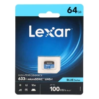 رم میکرو 64 گیگ لکسار Lexar Blue Series 633X A1 V30 U3 C10 100MB/s