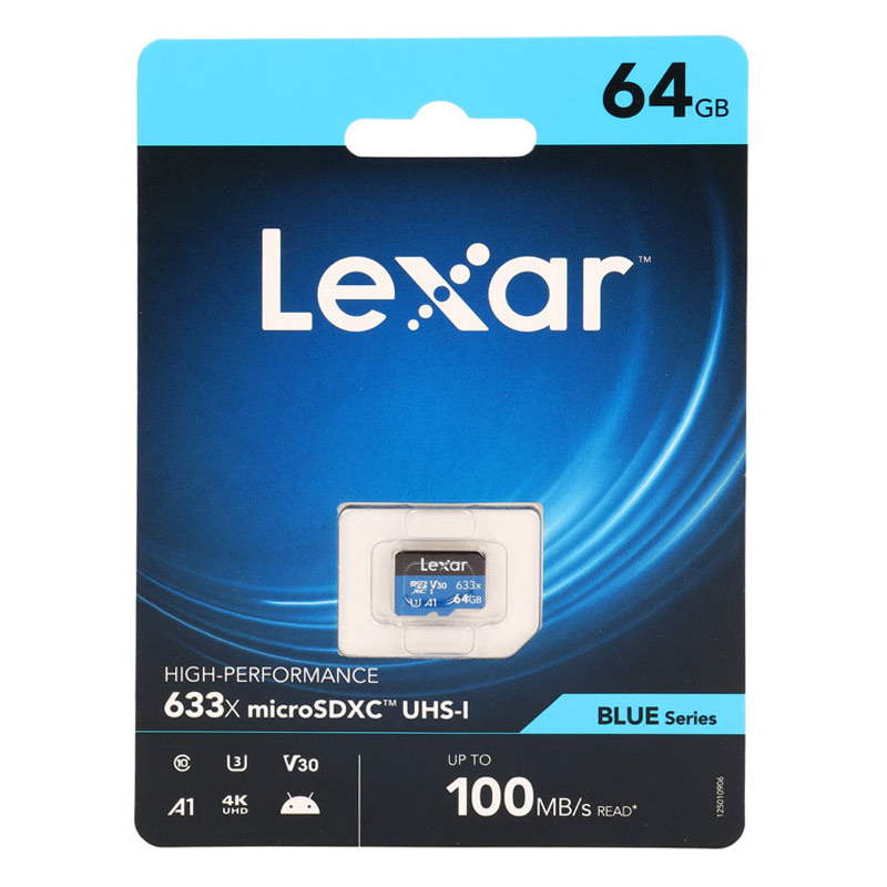 رم میکرو 64 گیگ لکسار Lexar Blue Series 633X A1 V30 U3 C10 100MB/s