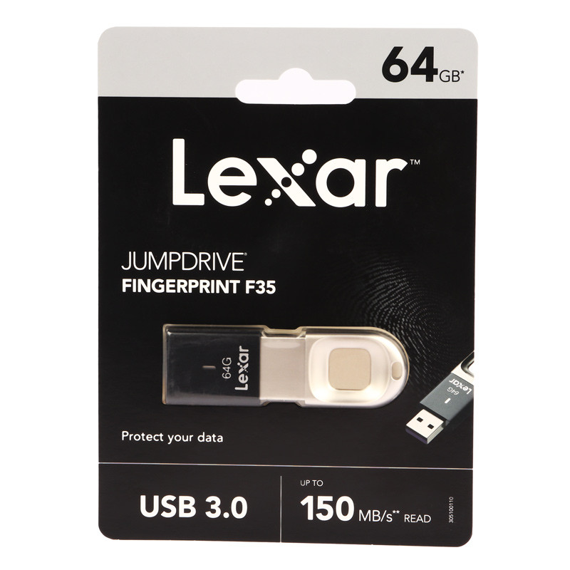 فلش 64 گیگ لکسار Lexar JumpDrive Fingerprint F35 USB3.0