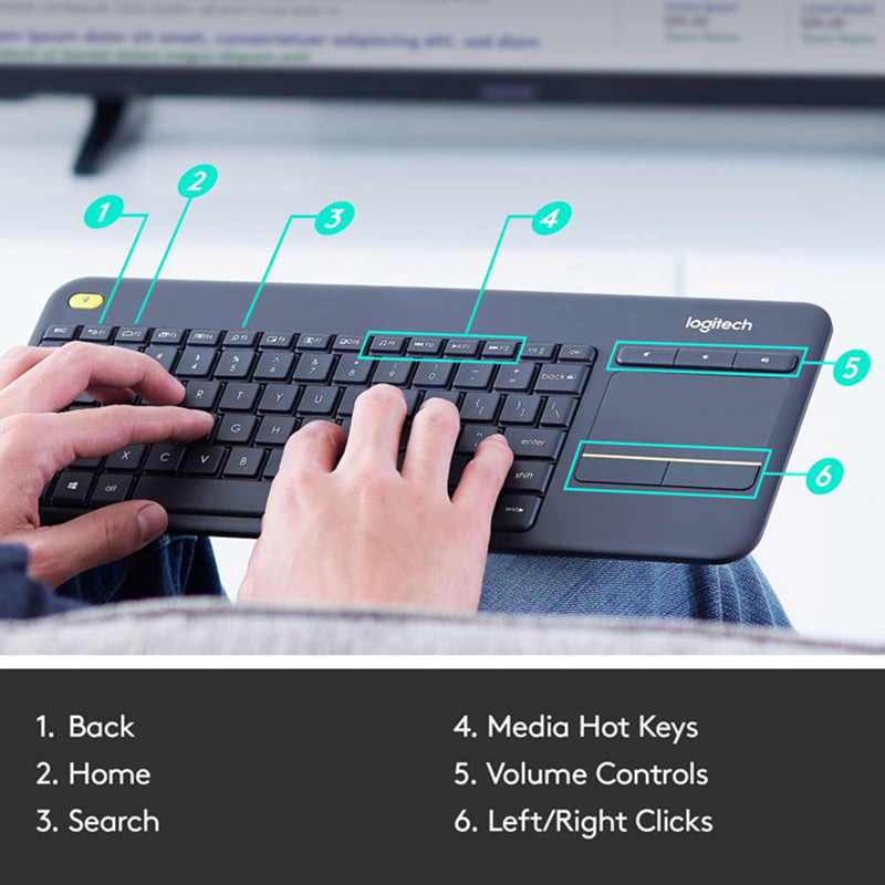 کیبورد و تاچ پد بی سیم Logitech K400 Plus