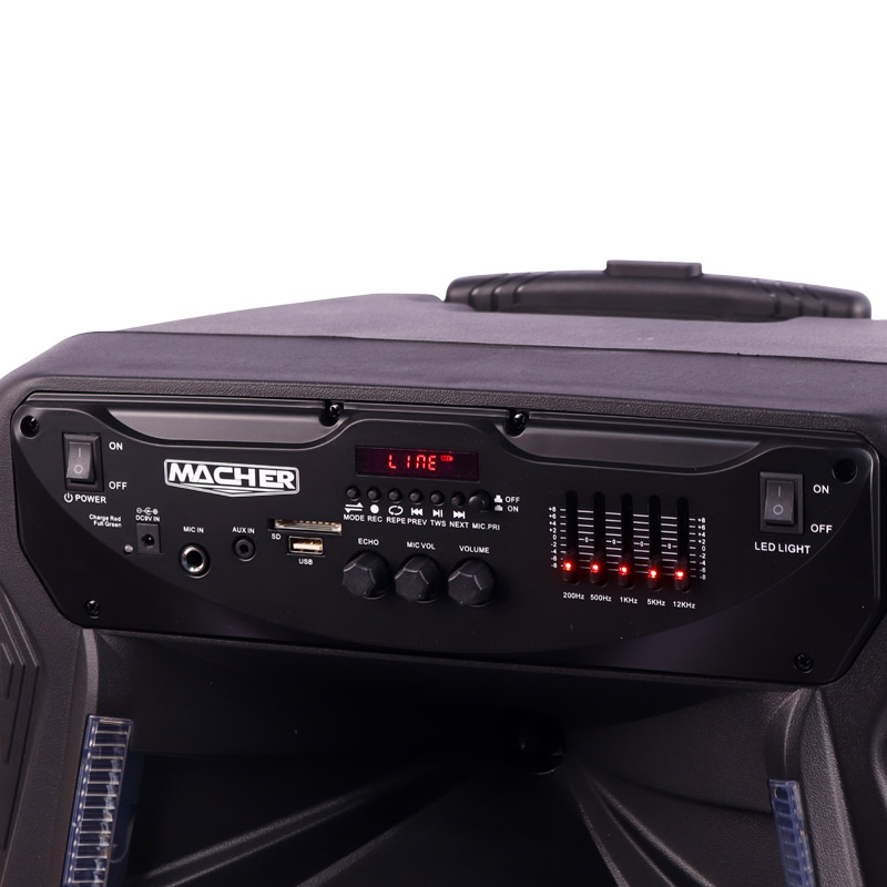 اسپیکر چمدانی بلوتوثی رم و فلش خور Macher MR-1200 + ریموت کنترل