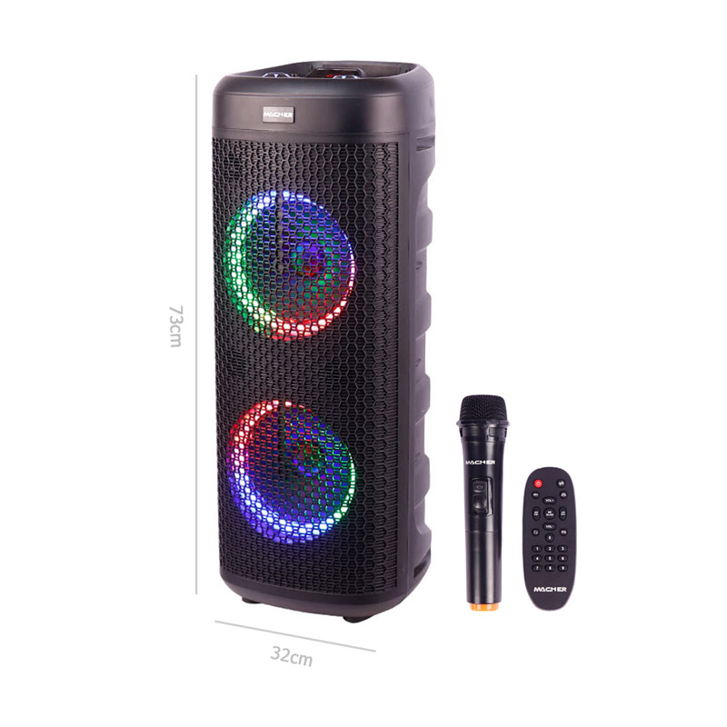 اسپیکر چمدانی بلوتوثی رم و فلش خور Macher MR-1300 + میکروفون و ریموت کنترل