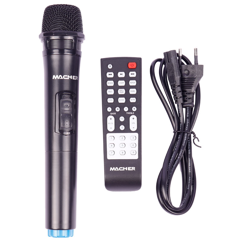 اسپیکر چمدانی بلوتوثی رم و فلش خور Macher MR-1500 + میکروفون و ریموت کنترل