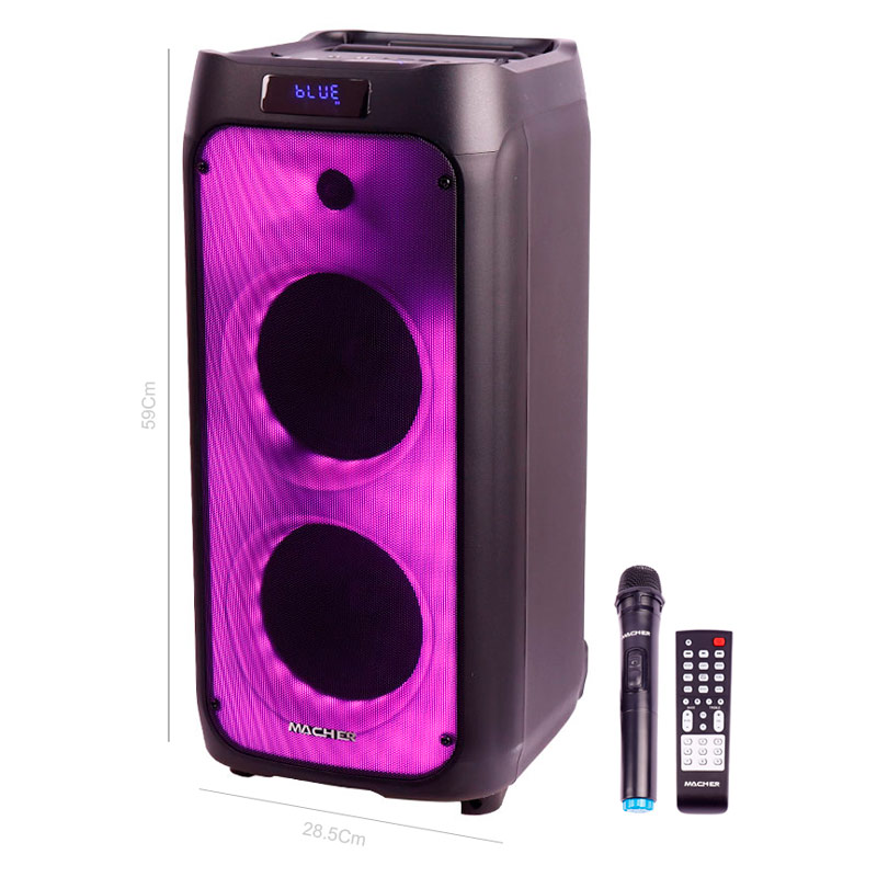 اسپیکر چمدانی بلوتوثی رم و فلش خور Macher MR-1600 + میکروفون و ریموت کنترل