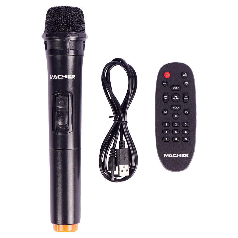 اسپیکر چمدانی بلوتوثی رم و فلش خور Macher MR-1800 + میکروفون و ریموت کنترل