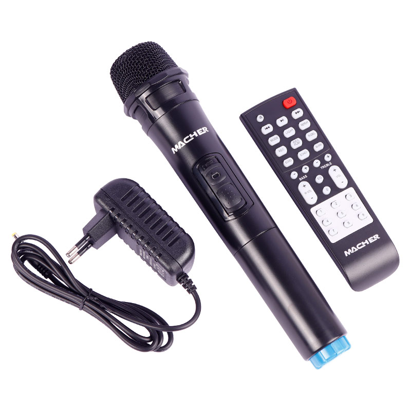 اسپیکر چمدانی بلوتوثی رم و فلش خور Macher MR-1900 + میکروفون و ریموت کنترل