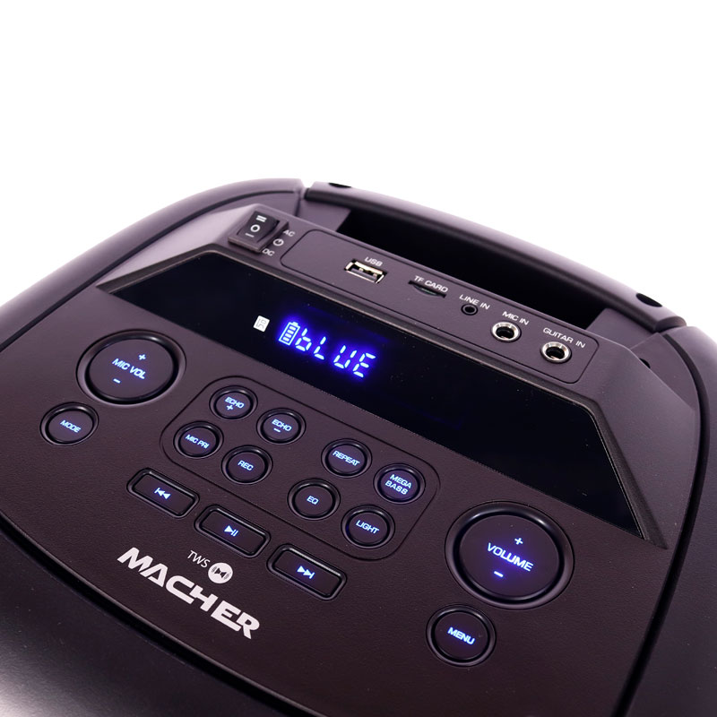 اسپیکر چمدانی بلوتوثی رم و فلش خور Macher MR-2300 + میکروفون و ریموت کنترل