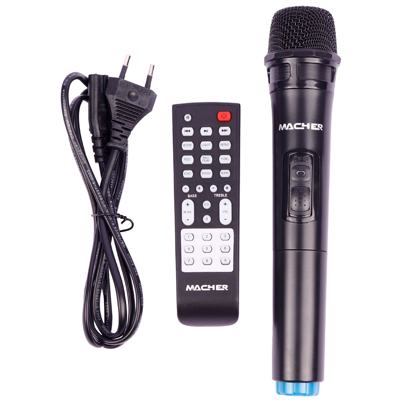 اسپیکر چمدانی بلوتوثی رم و فلش خور Macher MR-2300 + میکروفون و ریموت کنترل