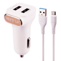شارژر فندکی فست شارژ Nitu NT-CC819 2.4A 12W + کابل میکرو یو اس بی