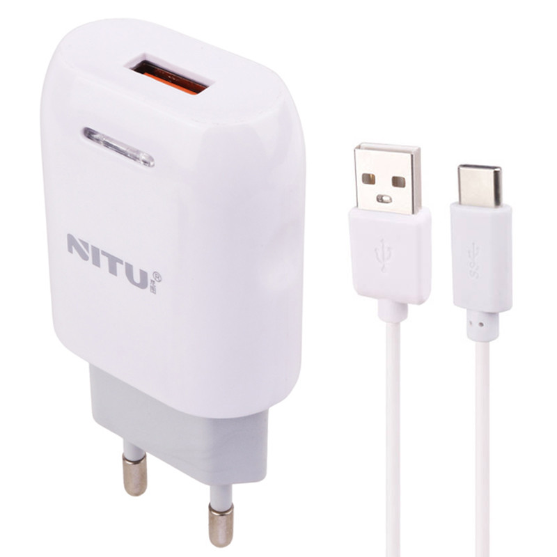 شارژر دیواری فست شارژ Nitu NT-TC033 2.4A 12W + کابل تایپ سی