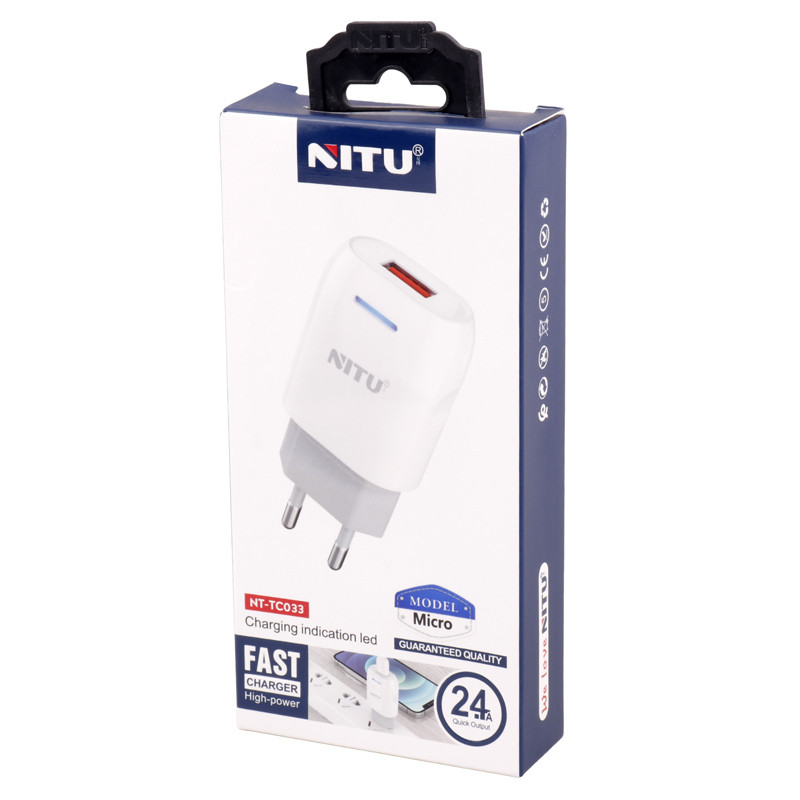 شارژر دیواری 12 وات نیتو NT-TC033 2.4A + کابل میکرو یو اس بی