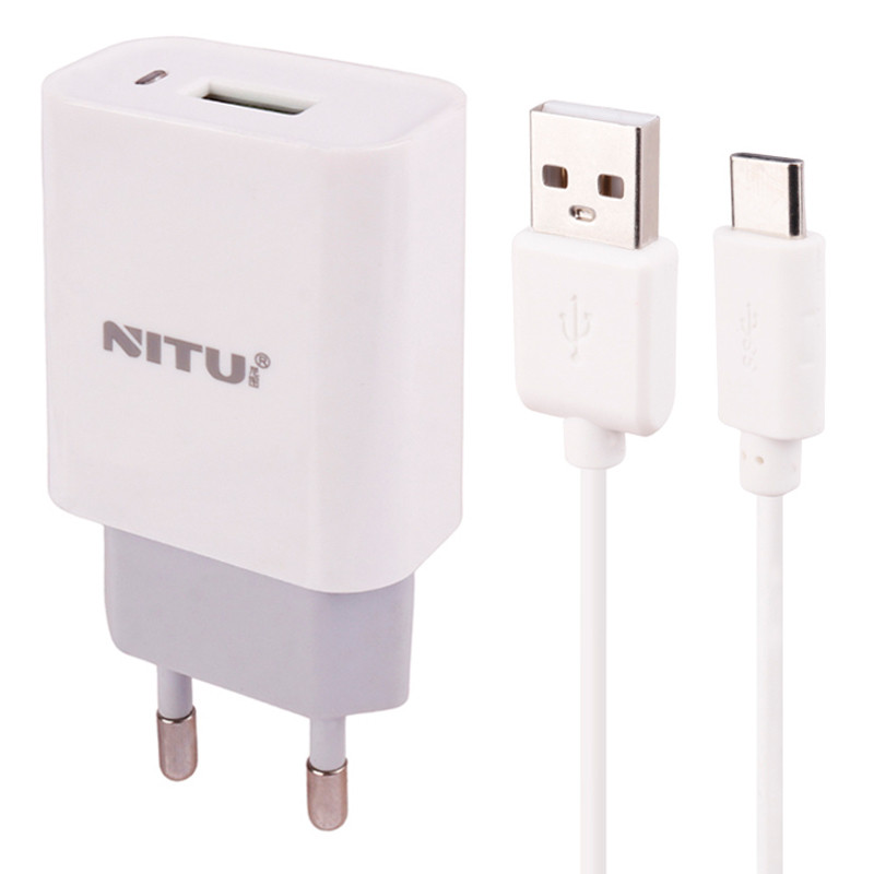 شارژر دیواری فست شارژ Nitu NT-TC066 2.4A 12W + کابل تایپ سی