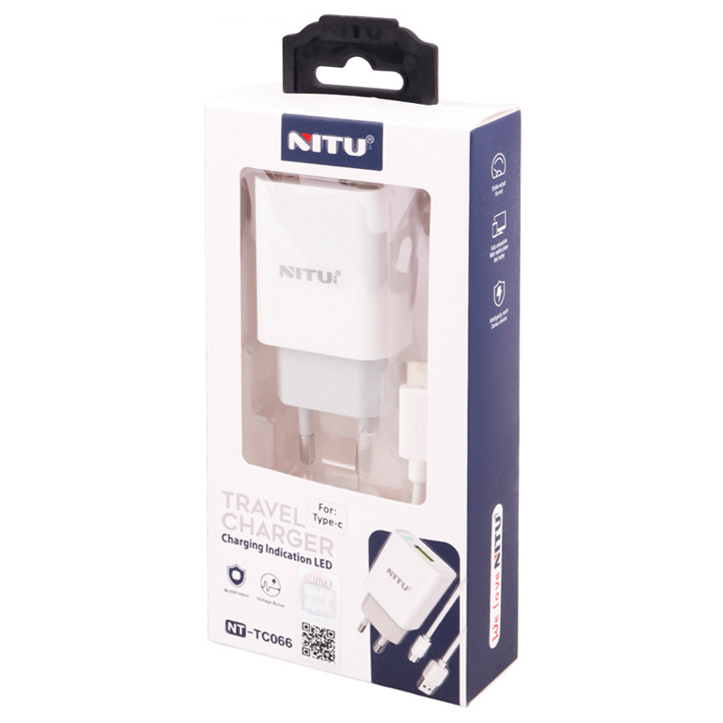 شارژر دیواری فست شارژ Nitu NT-TC066 2.4A 12W + کابل تایپ سی
