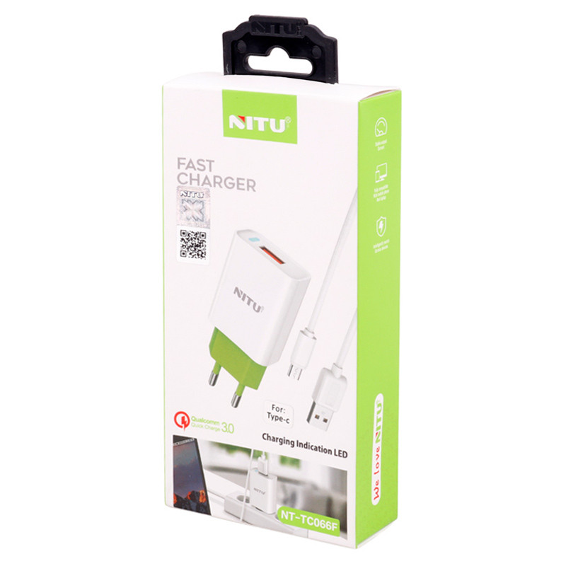 شارژر دیواری فست شارژ Nitu NT-TC066F QC3.0 PD 3A 18W + کابل تایپ سی