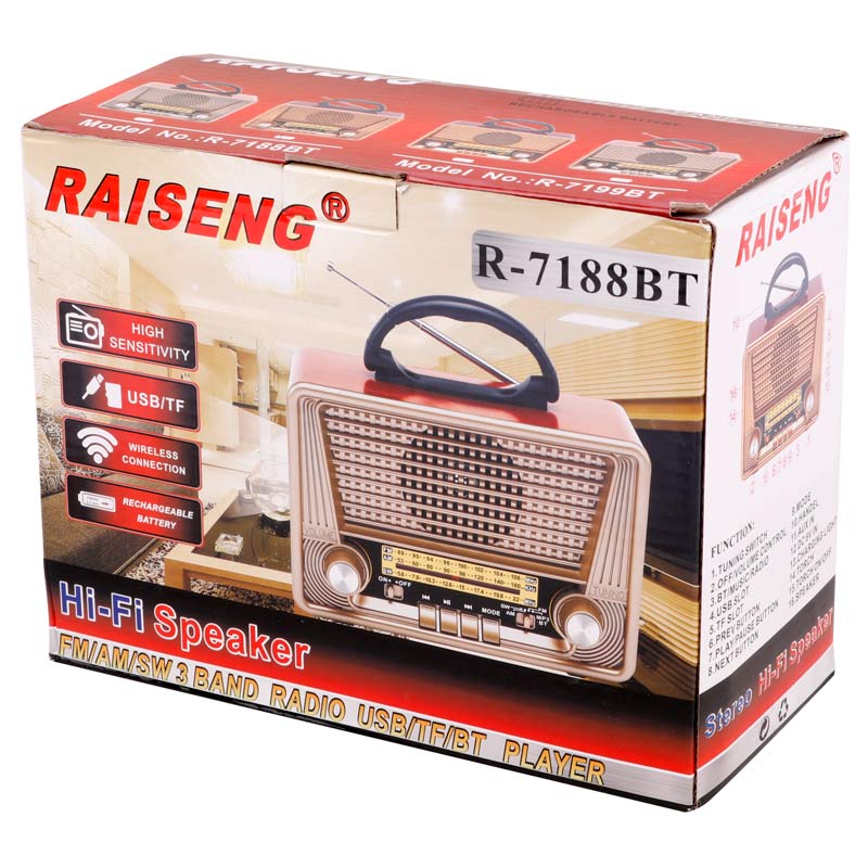 رادیو اسپیکر بلوتوثی رم و فلش خور Raiseng R-7188BT