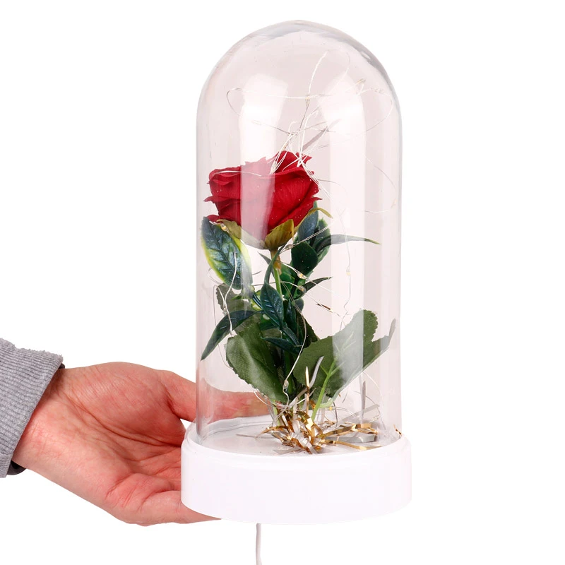 چراغ خواب USB طرح گل قرمز