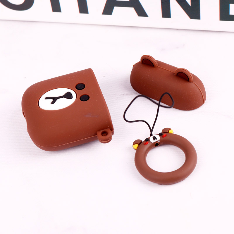 محافظ  AirPods 1 / 2 سیلیکونی خرس قهوه ای