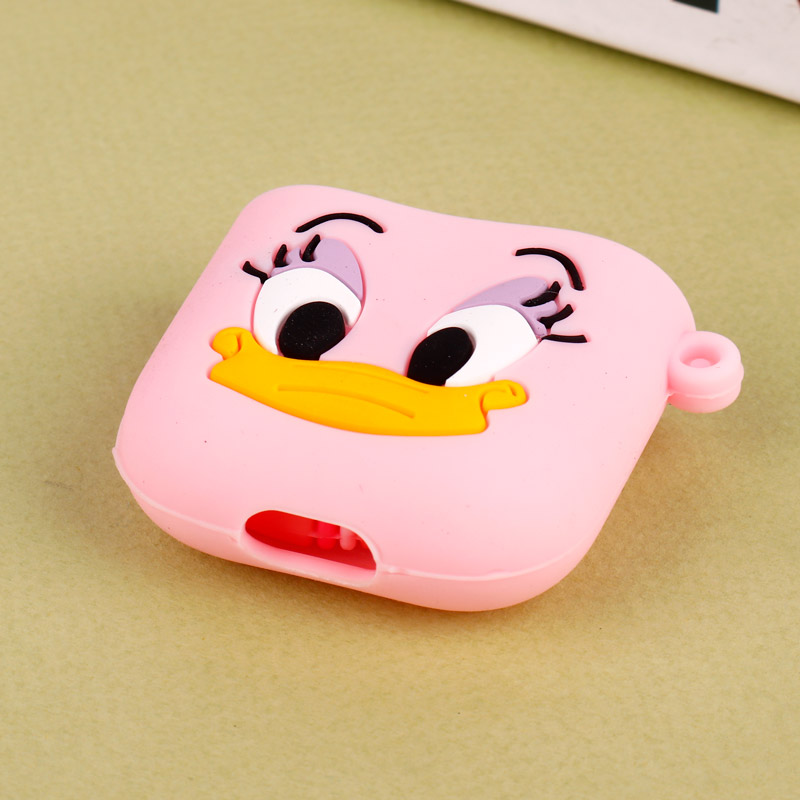 محافظ  AirPods 1 / 2 سیلیکونی اردک صورتی