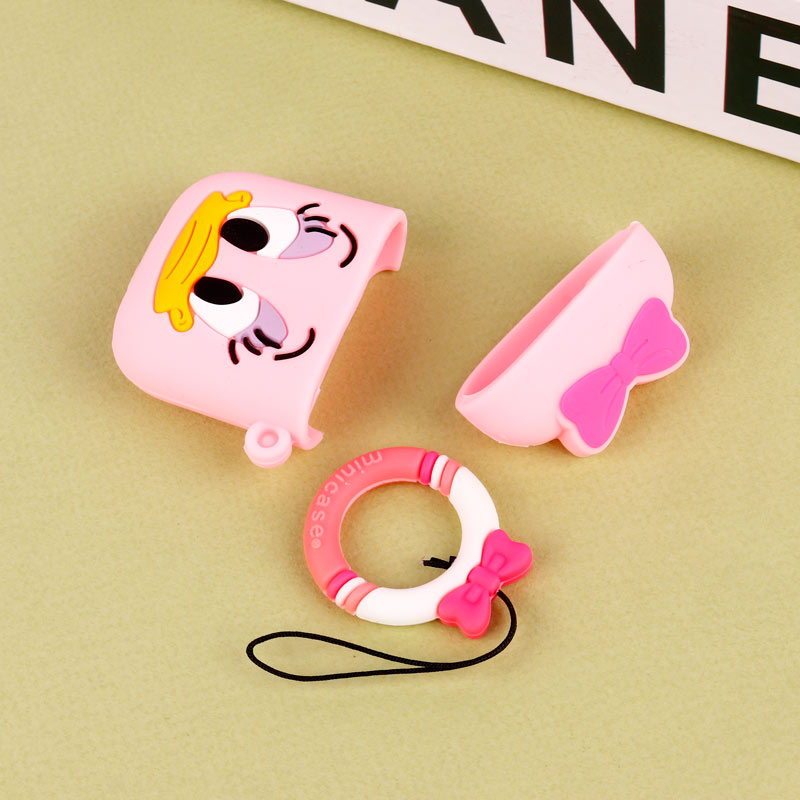 محافظ  AirPods 1 / 2 سیلیکونی اردک صورتی