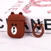محافظ  AirPods 1 / 2 سیلیکونی خرس قهوه ای