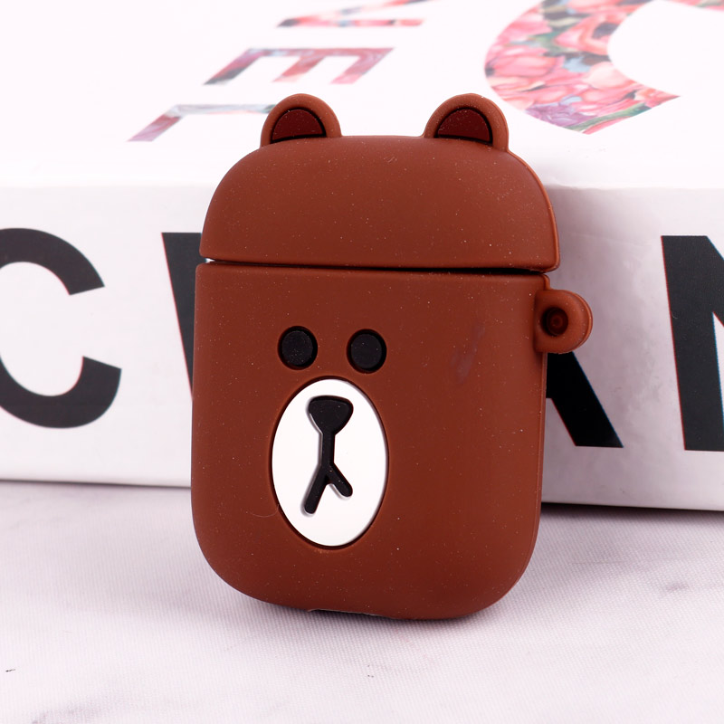 محافظ  AirPods 1 / 2 سیلیکونی خرس قهوه ای