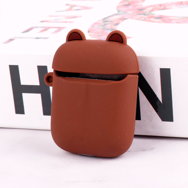 محافظ  AirPods 1 / 2 سیلیکونی خرس قهوه ای