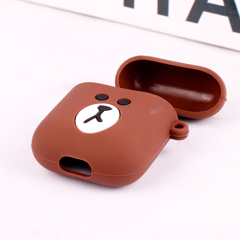 محافظ  AirPods 1 / 2 سیلیکونی خرس قهوه ای