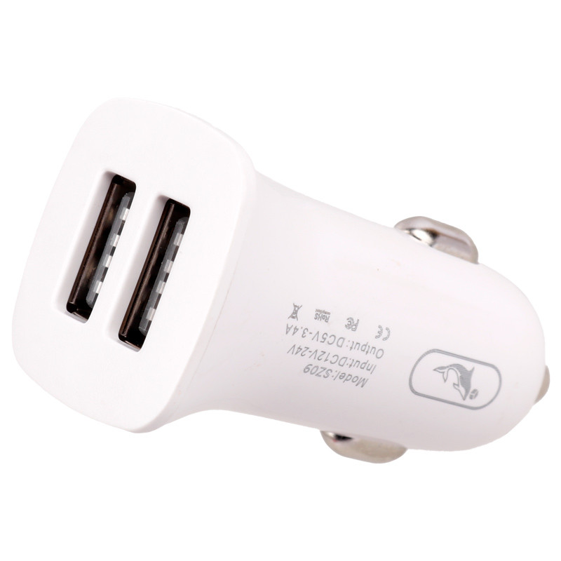 شارژر فندکی فست شارژ Sky Dolphin SZ09T 3.4A 15W + کابل تایپ سی