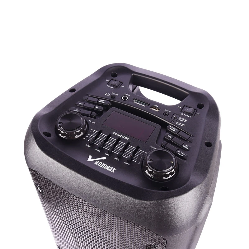 اسپیکر چمدانی بلوتوثی رم و فلش خور Vanmaax MAX-1100 + میکروفون و ریموت کنترل