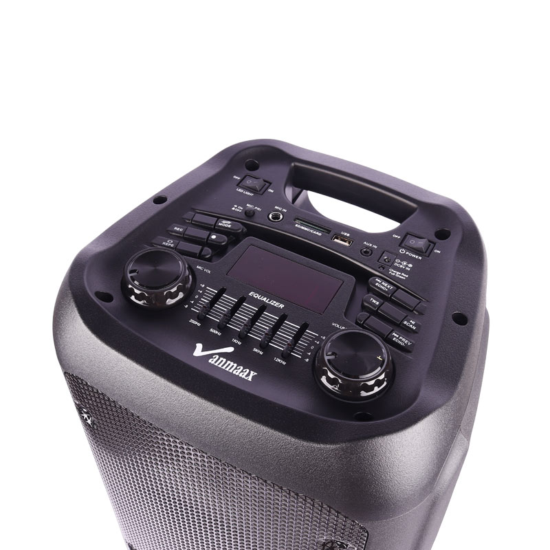 اسپیکر چمدانی بلوتوثی رم و فلش خور Vanmaax MAX-1100 + میکروفون و ریموت کنترل