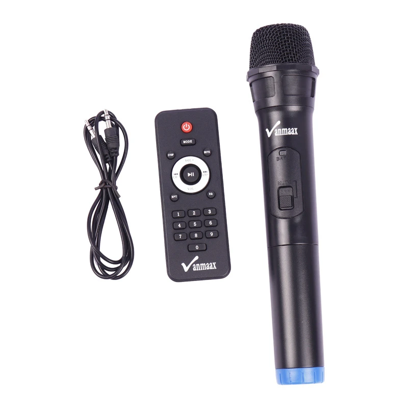 اسپیکر چمدانی بلوتوثی رم و فلش خور Vanmaax MAX-1100 + میکروفون و ریموت کنترل
